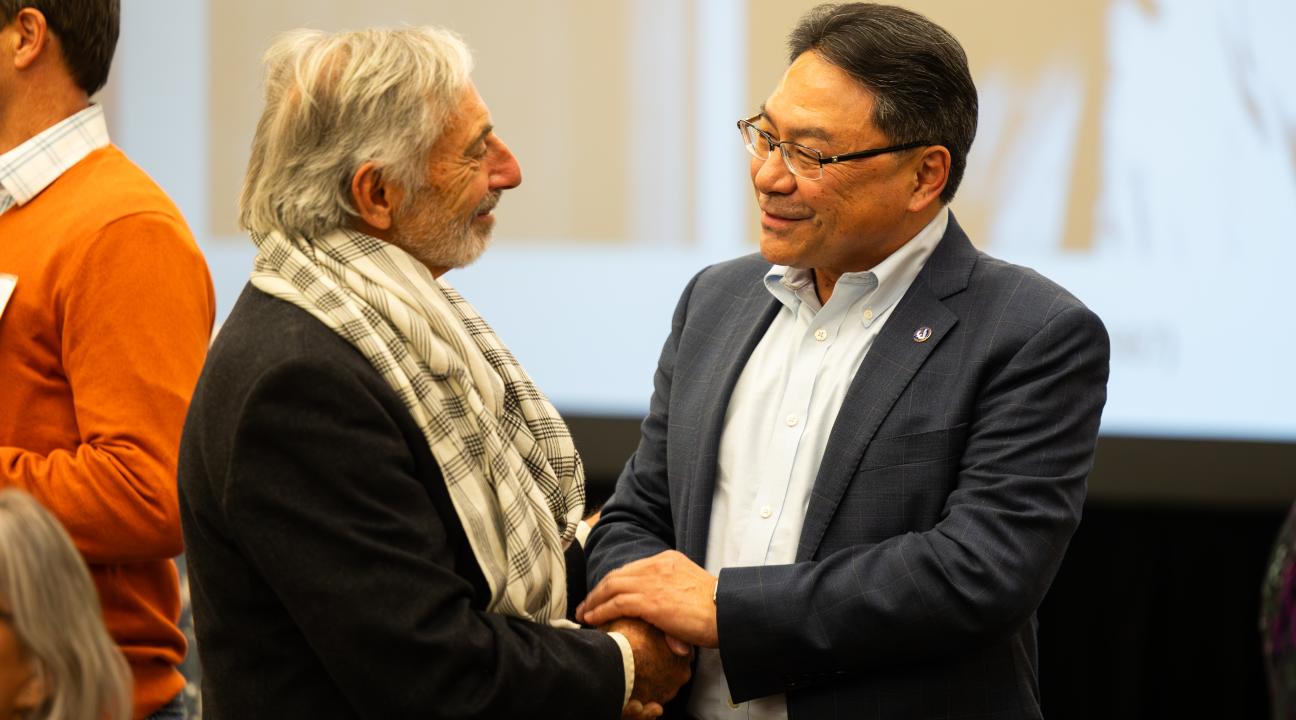 President Leet with guest