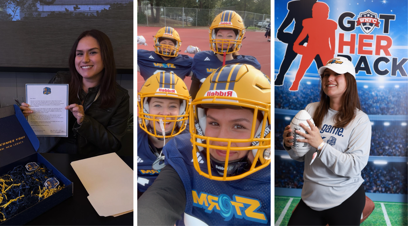 Alyson Azevedo, Sonoma State class of 2022, recently signed with Women's National Football Conference's Golden State Storm.