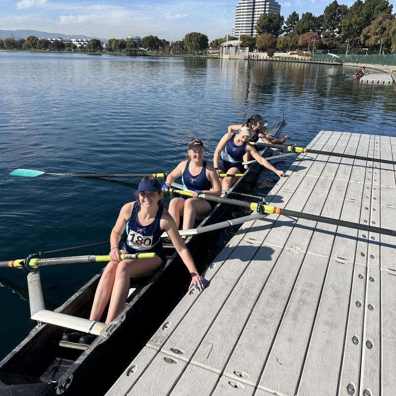 Students on rowing boat