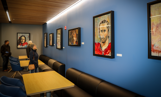 Pieces from the "Mischief Makers" collection by Joan Baez are on display.