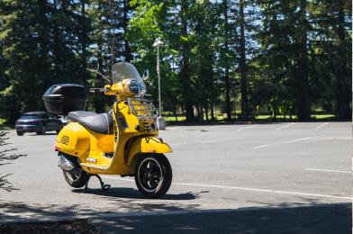 Scooter in a parking lot