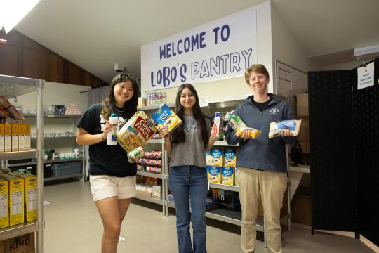 Students holding food items 