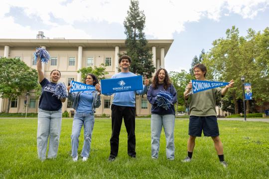 Students with Sonoma State gear